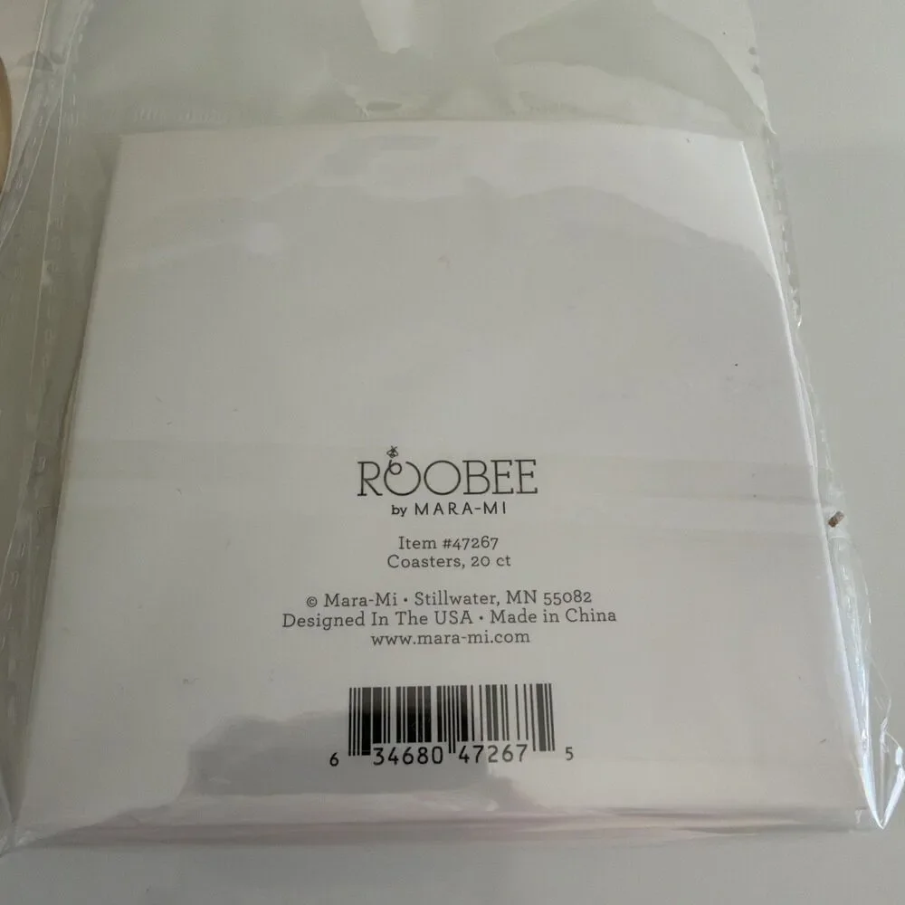 Roobee By Mara Mi Diamond White And Gold Coasters 2 Packs Of 20 New